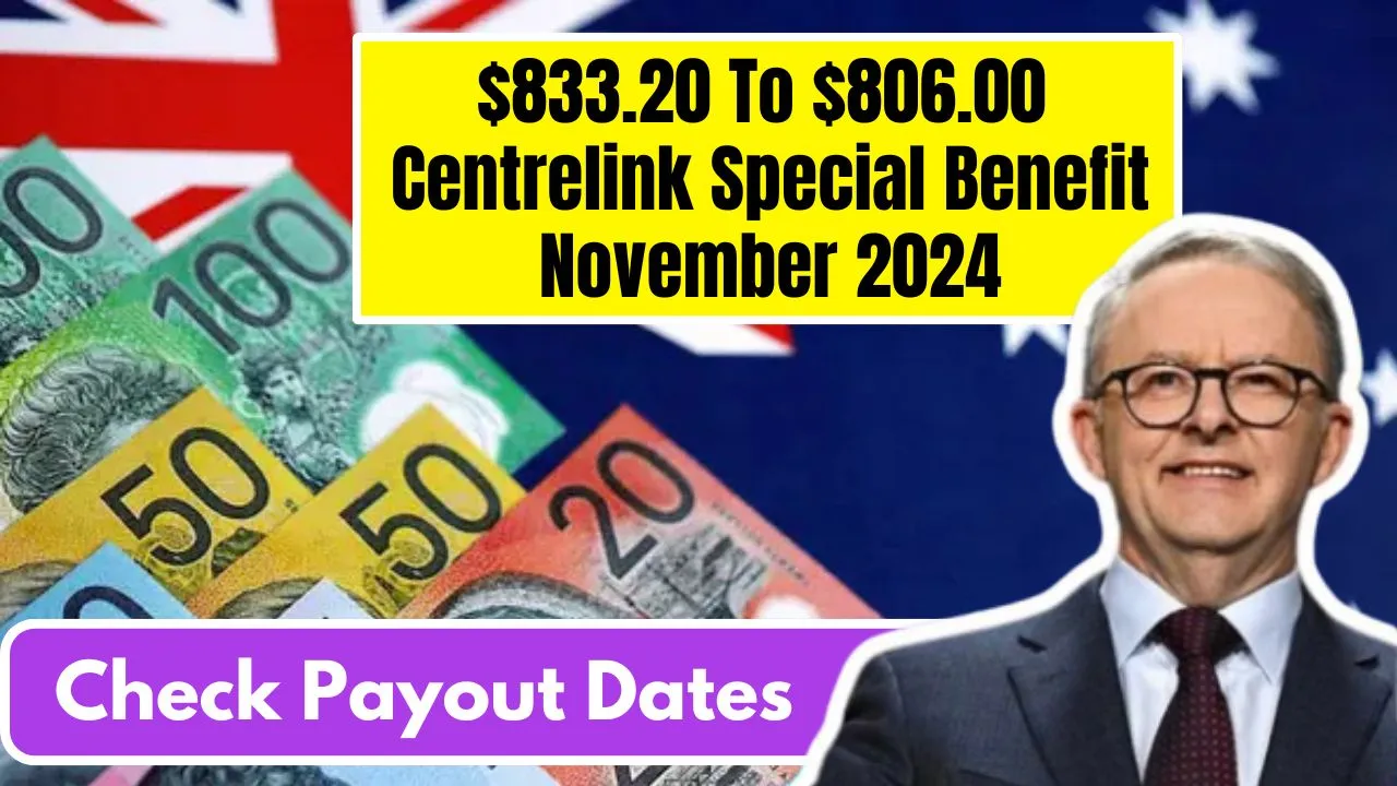 $833.20 To $806.00 Centrelink Special Benefit November 2024